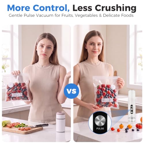 Handheld Food Vacuum Sealer with 30 Reusable Bags – Compact & Portable