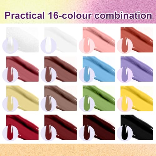VelvetSpectrum Studio Gradient Gel Nail Polish Set - 16 Ombre Colors & Nail Art Tools
