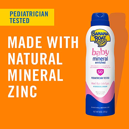 Banana Boat Baby Mineral Sunscreen Spray SPF 50 White 6oz Pack of 2