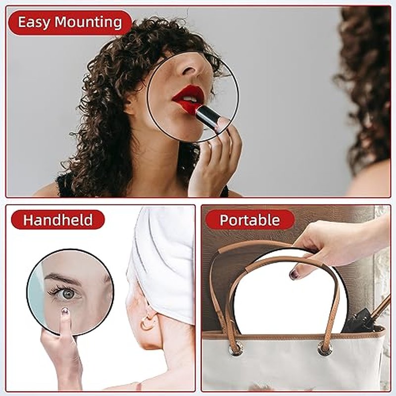40X Magnifying Mirror with 3 Suction Cups, Magnified Makeup Mirror and Tweezers Set, Portable 6inch Travel Makeup Mirror with 40X Powerful+ Magnification for Makeup, Shaving, Blackhead Blemish Removal