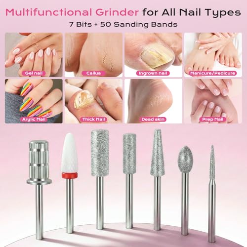 Cordless Electric Nail Drill Kit with 7 Bits & LCD Display - Professional Manicure Tool