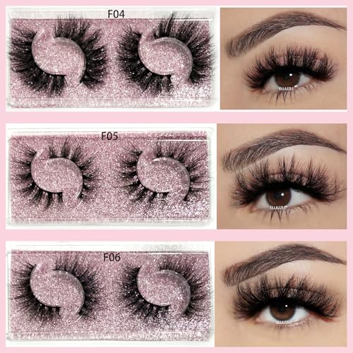 False Eyelashes Bulk Pack - 36 Pairs, 9 Styles, Reusable Vegan Mink Look - 18 Pack
