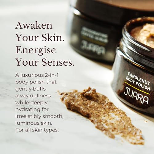 Juara Candlenut Body Polish 7.5 Fl Oz - 2-in-1 Exfoliating & Moisturizing Body Scrub with Candlenut Oil & Rice Bran