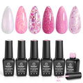Beetles Gel Nail Polish Set ? 6 Pink Shades with Shimmer & Glitter Soak Off UV LED Gel Polish Kit Long Lasting Pink Reverie Collection DIY Home Salon Manicure Gift for Women & Girls