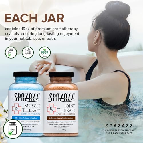 Spazazz RX Therapy Joint & Muscle Spa Salts with 5-Point Handheld Massager | Aromatherapy Bath Crystals