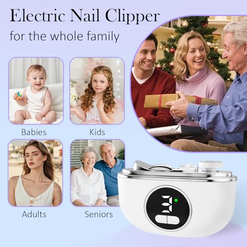 YunLuna 3-in-1 Electric Nail Clipper for Seniors with Light & Grinder