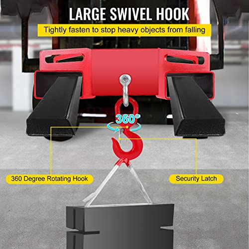 6600LBS Forklift Lifting Hook with Swivel, Heavy Duty Carbon Steel, Red