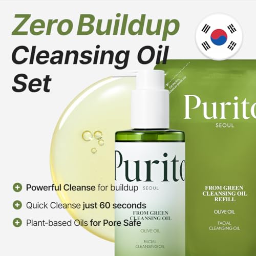 PURITO Cleansing Oil Set for Sensitive Skin - 13.52 fl oz - Hypoallergenic & Refillable