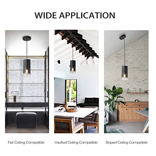 Black Pendant Light Fixtures 2-Pack Adjustable Modern Glass for Kitchen Island Variation of Black—Cord / 2 Pack