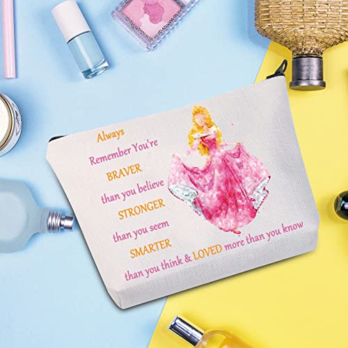 WZMPA Princess Cosmetic Makeup Bag Movie Fans Gift You Are Braver Stronger Smarter Than You Think Princess Makeup Zipper Pouch Bag For Women Girls (Always Sleeping)
