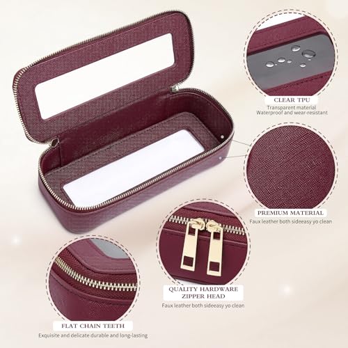 Pinkmik Burgundy B5 Slim Clear Makeup Bag Set – 3 Piece, TSA-Friendly