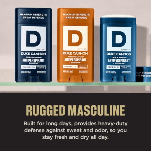 Duke Cannon Trench Warfare Antiperspirant 3 oz - 3 Pack Midnight Swim + Sawtooth + Superior