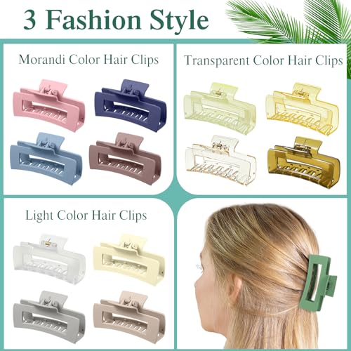 60 Pcs Hair Claw Clips Bulk - Large 4.1 Inch Rectangle Hair Accessories for Women - Multicolor