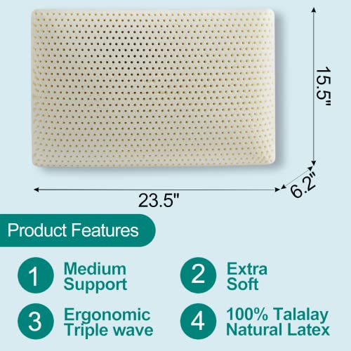 JOTOM Talalay Latex Pillow - Medium Firm Standard (Mid Loft) Sleep Bed Pillow