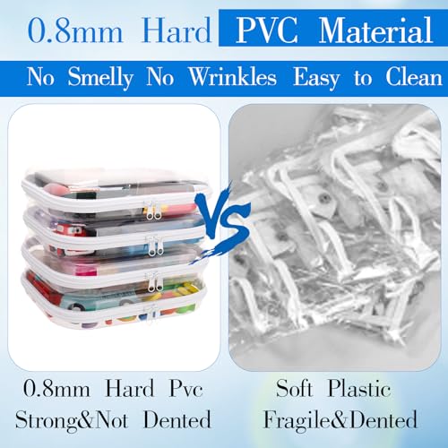 8Pcs Large Clear Hard Shell Zipper Cases - Portable Travel Storage Organizer M 9.8x7.9x2.4 Inch