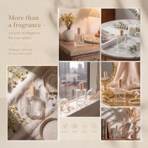 15 Pack 50ml Glass Square Perfume Bottles - Light Wood Color, Reusable & Leakproof