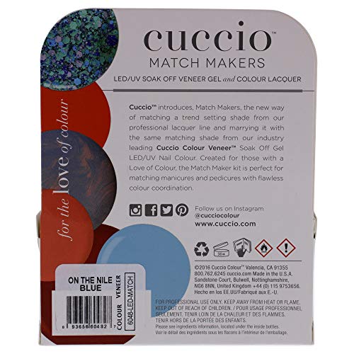 Cuccio Matchmaker - Colour Nail Lacquer & Veneer Gel Polish - On The Nile Blue - For Manicures & Pedicures, Full Coverage - Long Lasting, High Shine - Cruelty, Formaldehyde & Toluene Free - 2 pc (I0098368)