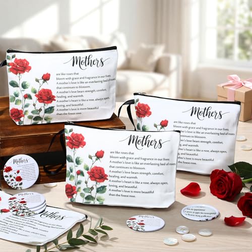 Kacctyen 10 Sets Mother's Day Makeup Bag & Compact Mirror Gift Set for Women & Mom