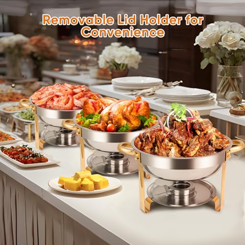 BOEASTER 2-Pack 5QT Stainless Steel Buffet Chafing Dishes Set with Gold & Silver Finish