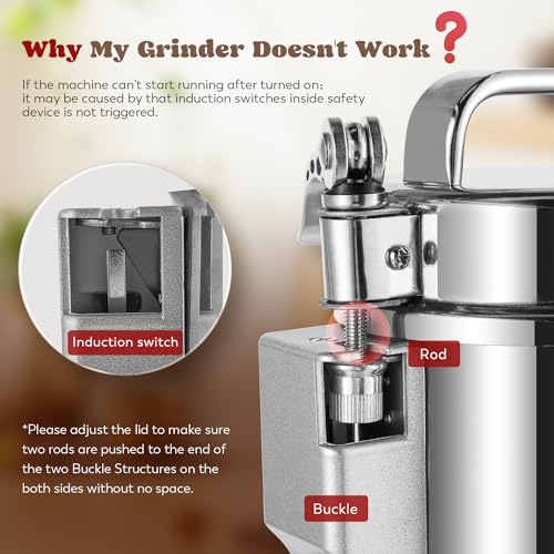 Electric Grain Mill Grinder 300g Upright Silver 110V - Moongiantgo