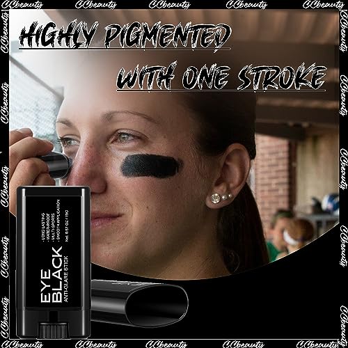 CCBeauty Eye Black, Sweatproof Eyeblack Stick For Baseball Football Softball Lacrosse, Black Face Paint Sports Grease Stick For Pro Performance, Game Day Cheer Playoffs Accessories for Players & Fans