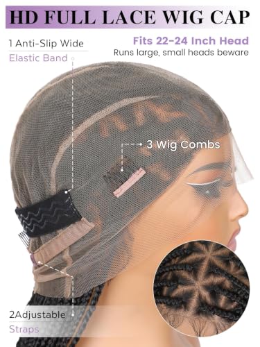 HANNE 32 Inch Triangle Box Braided Full Lace Wig for Black Women - Knotless, Ombre Brown
