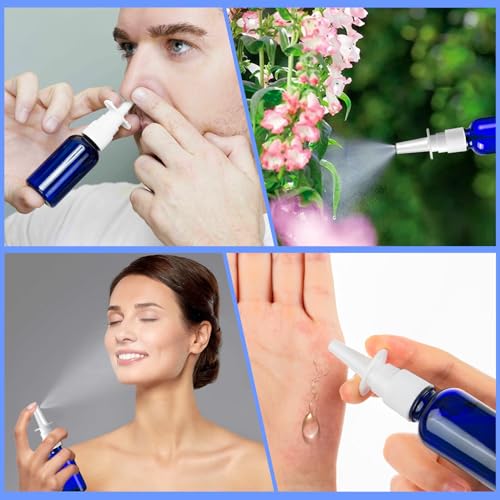 Blue 80 Pcs Refillable Glass Nasal Spray Bottles 30ML/1OZ Travel Kit