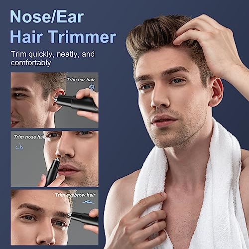 Professional Nose Hair Trimmer, LED Display, USB Rechargeable, Waterproof Double-Edge Blade for Men, Women, IPX7 Rated (Flat)