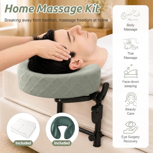 Massage Headrest for Bed with Face Down Pillow - Adjustable, Green Variation
