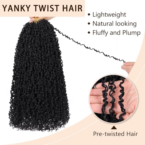 18 Inch Pre-Looped Yanky Twist Crochet Hair for Women - 1B# - 8 Packs
