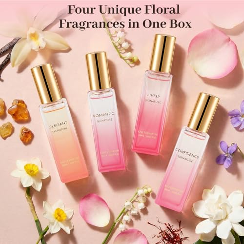 Travel Perfume Gift Set with 4 Floral & Fruity EDP Sprays - Women’s Fragrance Collection