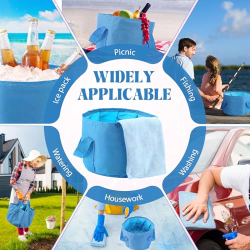 Foldable Foot Bath Kit with Towels & Slippers - Sky Blue 6-Piece Set
