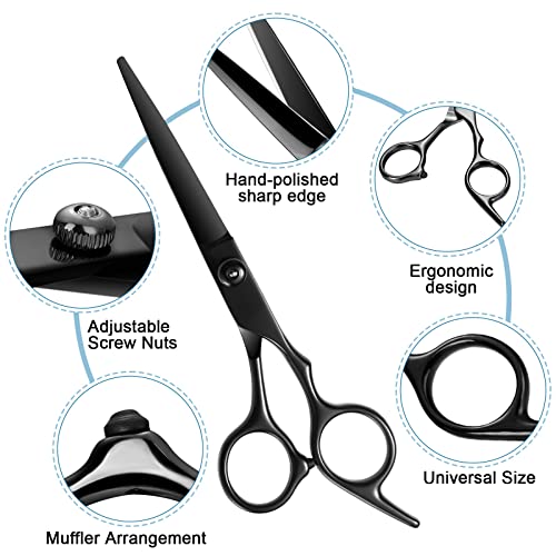 Fetinar Black 11-Piece Professional Hair Scissors Set with Stainless Steel Blades