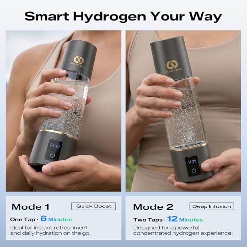 Hydrogen Water Bottle Generator 10 Oz Grey - Lab-Verified Up to 7560 PPB