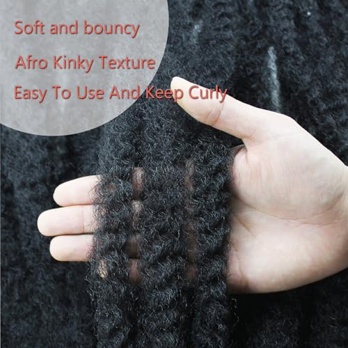 30 Inch Afro Kinky Curly Braiding Hair - Marley Twist Extensions, 8 Pack of 1B
