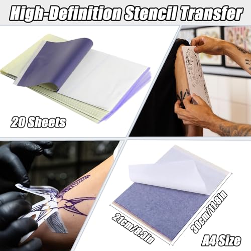 2MM Tattoo Practice Skin Kit with Transfer Papers - 40 Sheets Double-Sided
