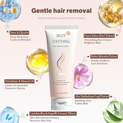 Bikini Hair Removal Cream for Women - Painless & Gentle 2-Pack (3.38 oz each) with Spatula