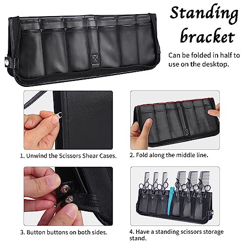 Professional Hairdressing Scissor Case and Organizer Bag, PU Leather Portable Pouch