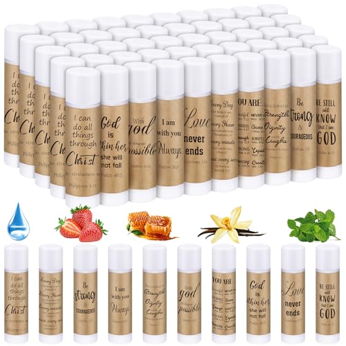 Rustic Christian Lip Balm Gift Set - Bulk 50 pcs with Bible Verses