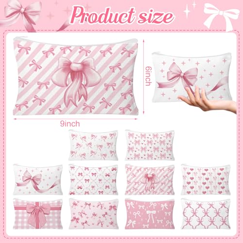 Pink Bow Makeup Bags Set for Women - 30 Coquette Cosmetic Pouches with Bow Variation