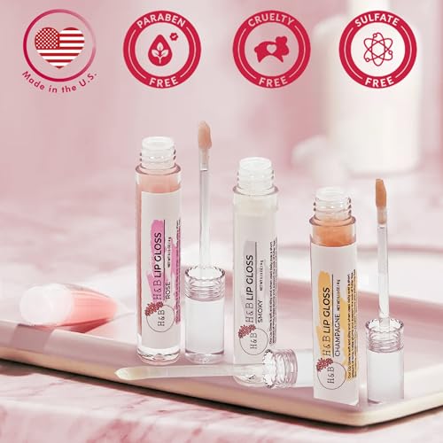 Nicole + Brizee H&B Hydrating Lip Gloss Set - Moisturizing, Long-Lasting Shimmer & Shine for Soft & Smooth Lips ? Compact, Travel-Size, Lightweight Lip Gloss for Women - (3 Pack, 4g)