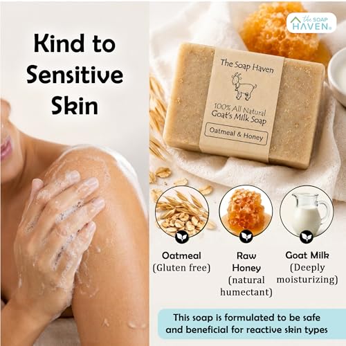 Oatmeal & Honey Goat Milk Handmade Soap Bar for Sensitive Skin - USA