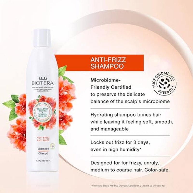 Biotera Anti Frizz Smoothing Shampoo | Smooths & Controls Frizzy, Unruly Hair | Microbiome Friendly | Vegan & Animal Test Free | Paraben Free | Color-Safe