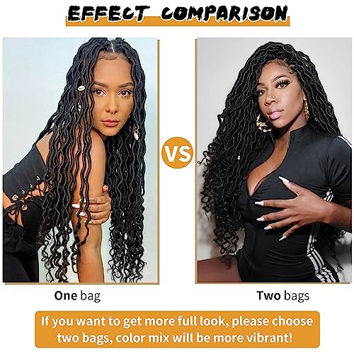 Goddess Locs Crochet Hair 18 Inch Faux Locs for Black Women - 6 Packs, 1B/Grey Variation