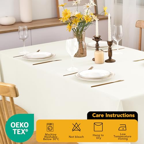 Ivory 10-Pack Tablecloths for Rectangle Tables 70 x 120 Inches - Wrinkle-Resistant