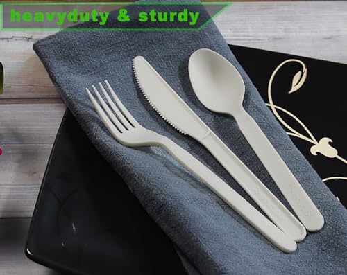 GreenWorks 1000 Count Large Heavy-Duty Compostable Forks - BPI Certified Disposable Cutlery, FORKS