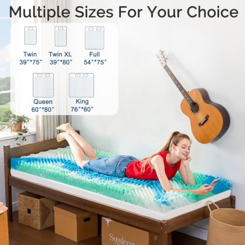Twin XL Mattress Topper 3 Inch Memory Foam Egg Crate Cooling Gel Support