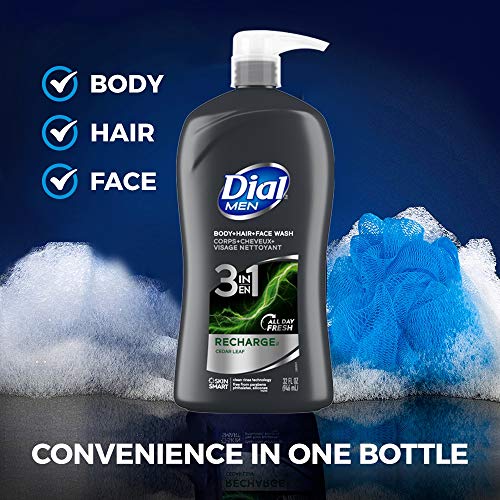 Dial Men 3-in-1 Body Hair & Face Wash Pack of 2, 32 Fl Oz, Cedar Leaf Scent