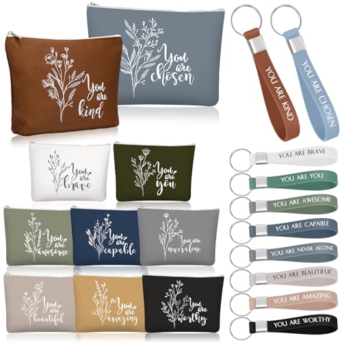 Fumete Motivational Canvas Makeup Bag & Keychain Set - Aesthetic