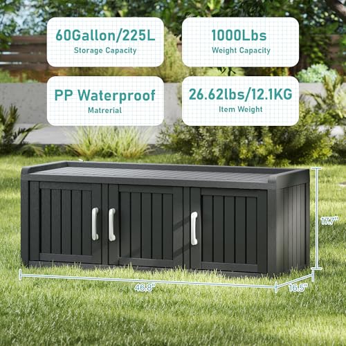 3-Door Waterproof Shoe Storage Cabinet with Adjustable Shelves - Black